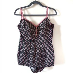 Vintage Patterned One Piece Swimsuit